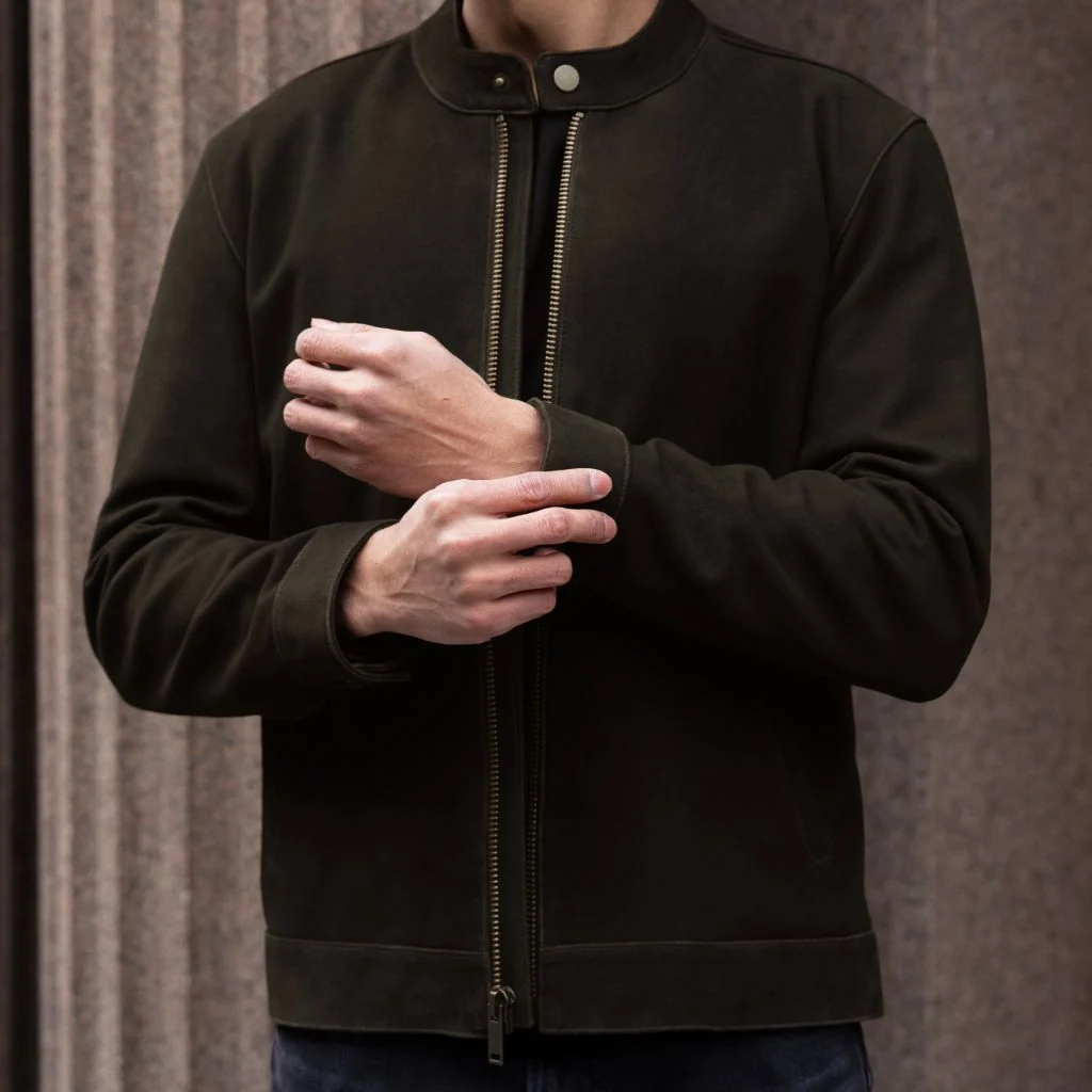 Racer Jacket | Dark Olive Suede 2 Racer Jacket | Dark Olive Suede