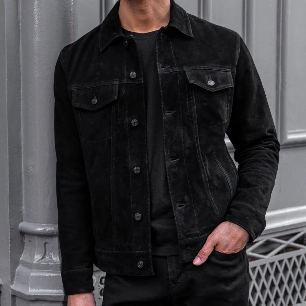 Suede Trucker Jacket | Black 1 Suede Trucker Jacket | Black