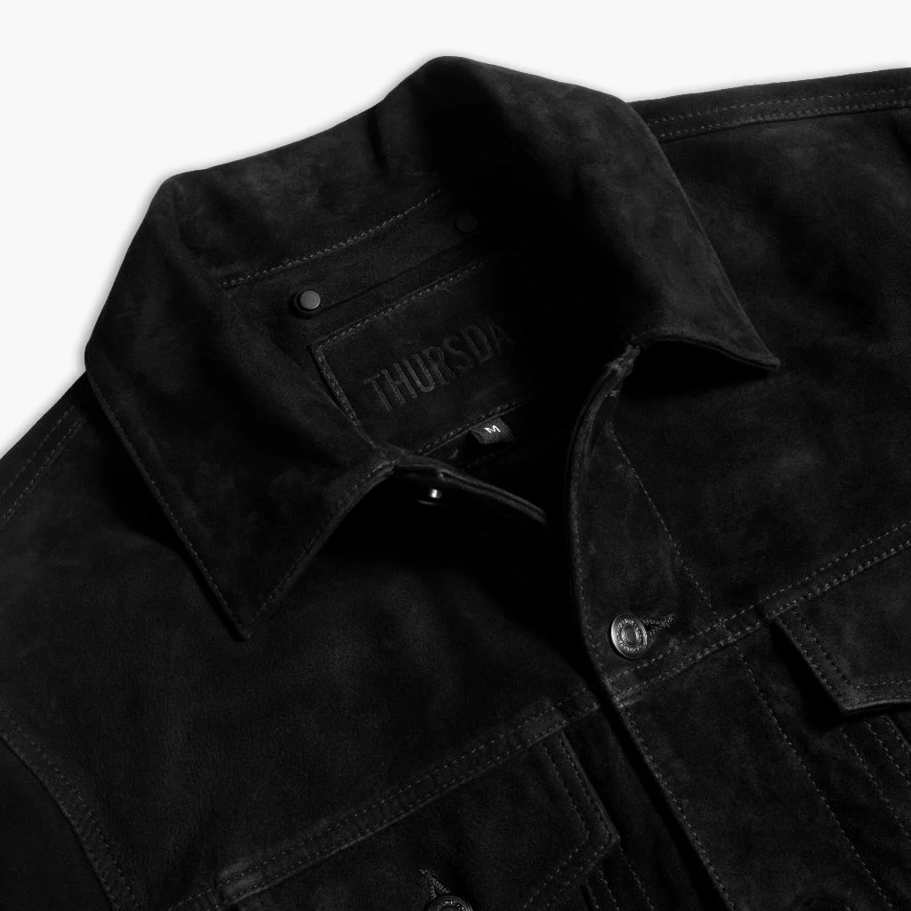 Suede Trucker Jacket | Black 7 Suede Trucker Jacket | Black
