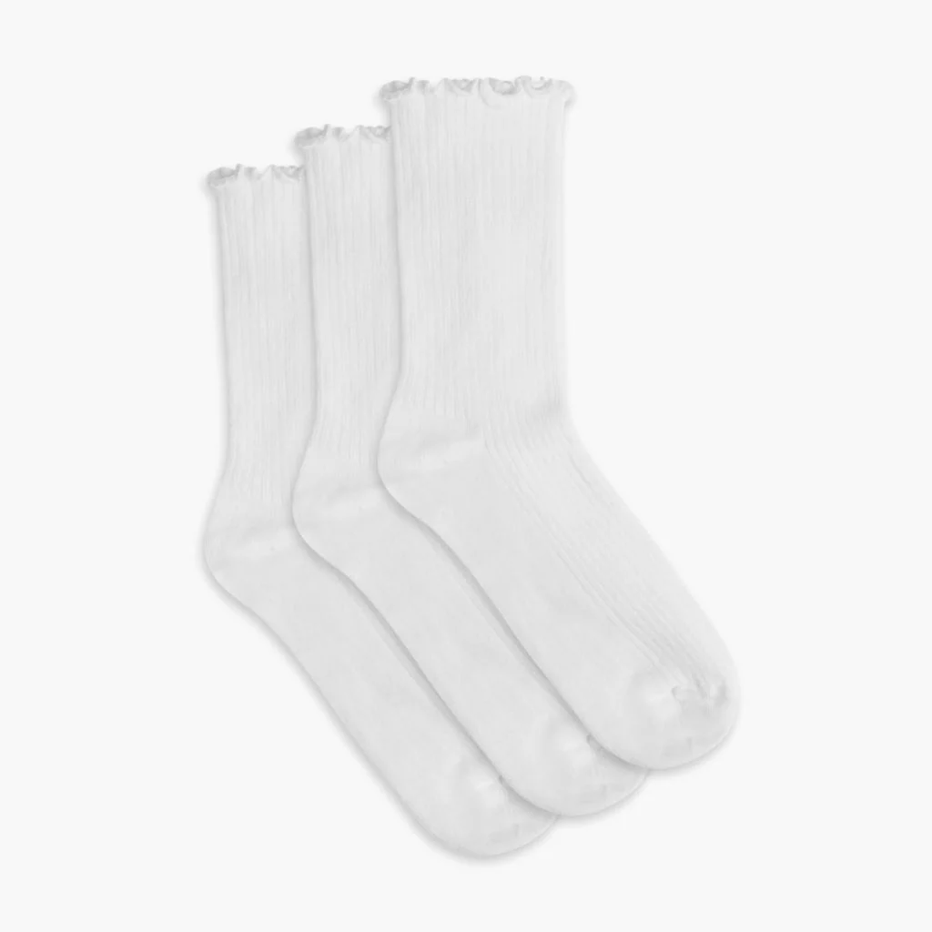 Women’s Ruffle Rib Quarter Sock | White 3-Pack 1 Women’s Ruffle Rib Quarter Sock | White 3-Pack