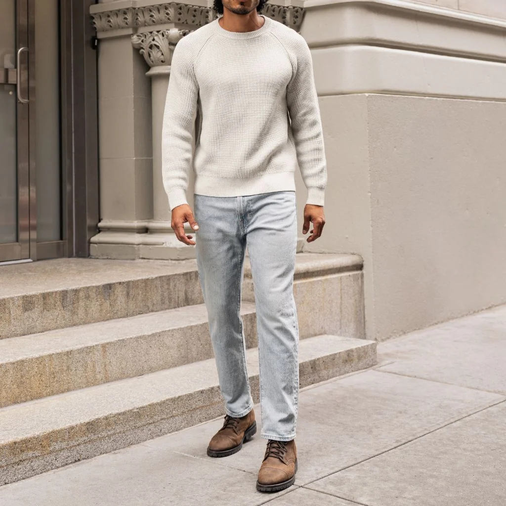 Ribbed Crewneck Sweater | Oat 7 Ribbed Crewneck Sweater | Oat