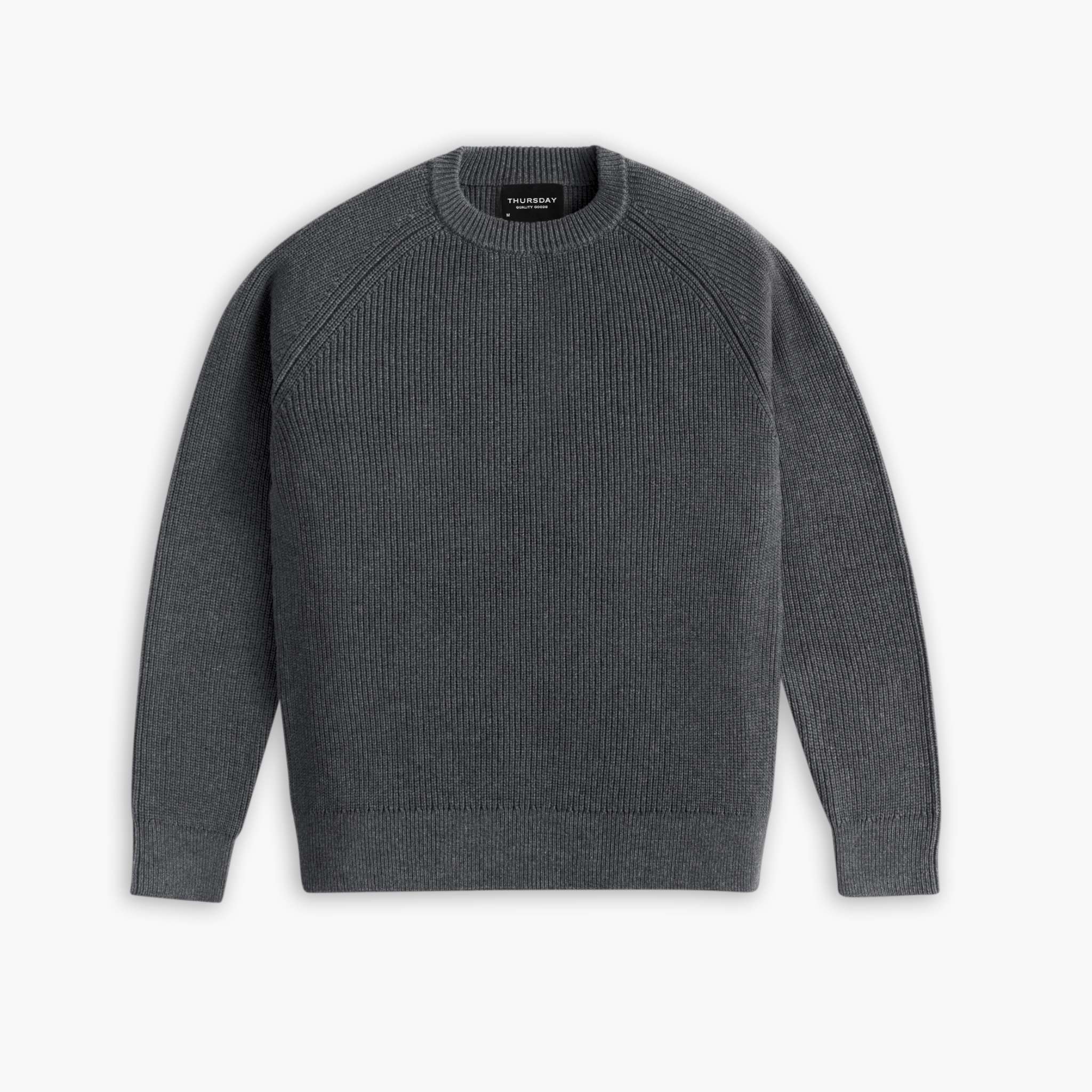 Ribbed Crewneck Sweater | Charcoal 1 Ribbed Crewneck Sweater | Charcoal