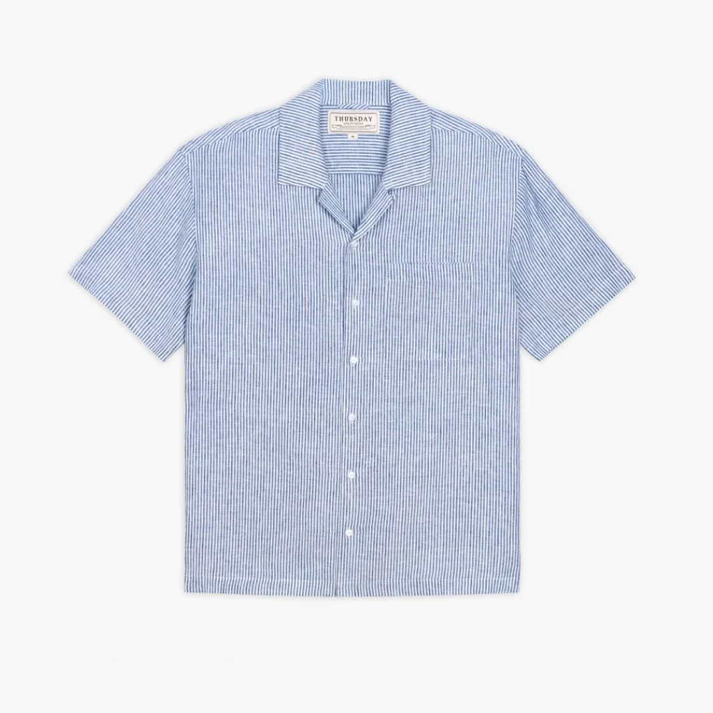 Linen Camp Shirt | White & Indigo 1 Linen Camp Shirt | White & Indigo