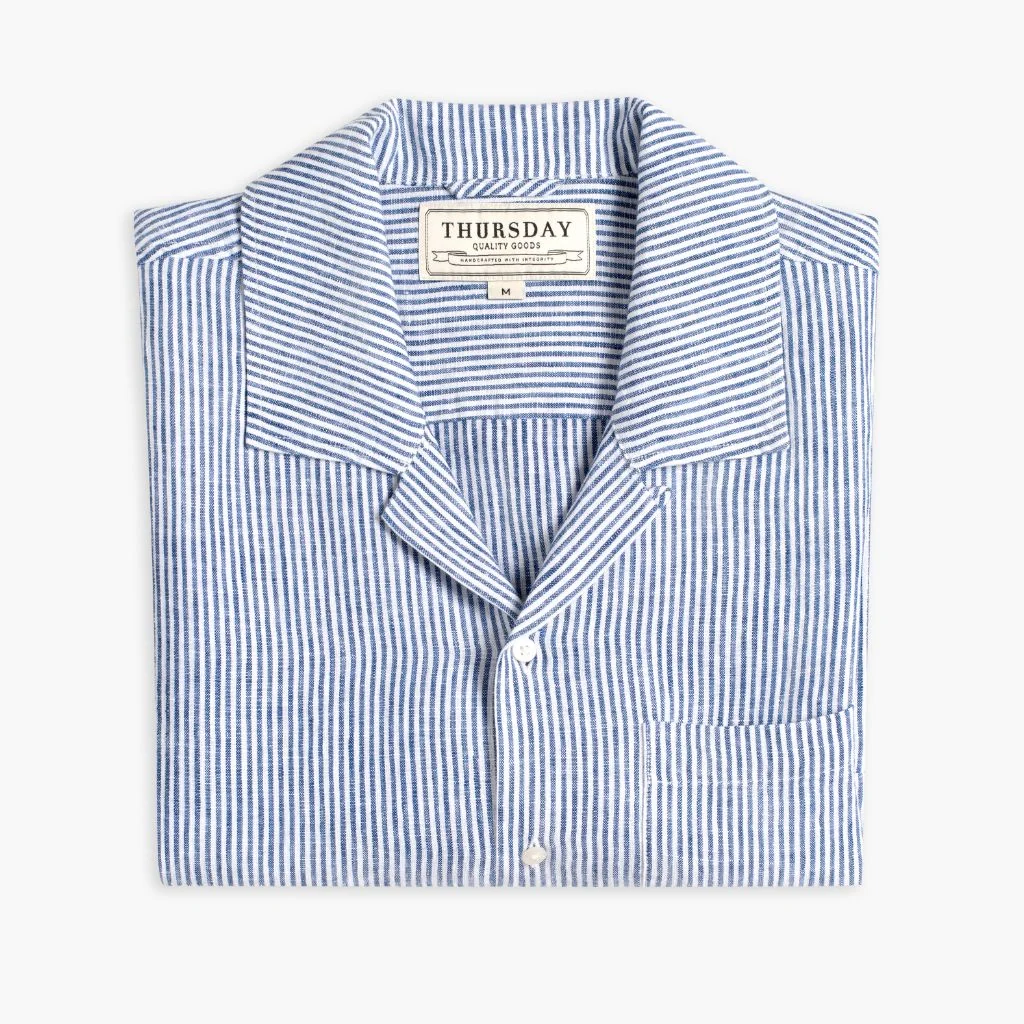 Linen Camp Shirt | White & Indigo 3 Linen Camp Shirt | White & Indigo