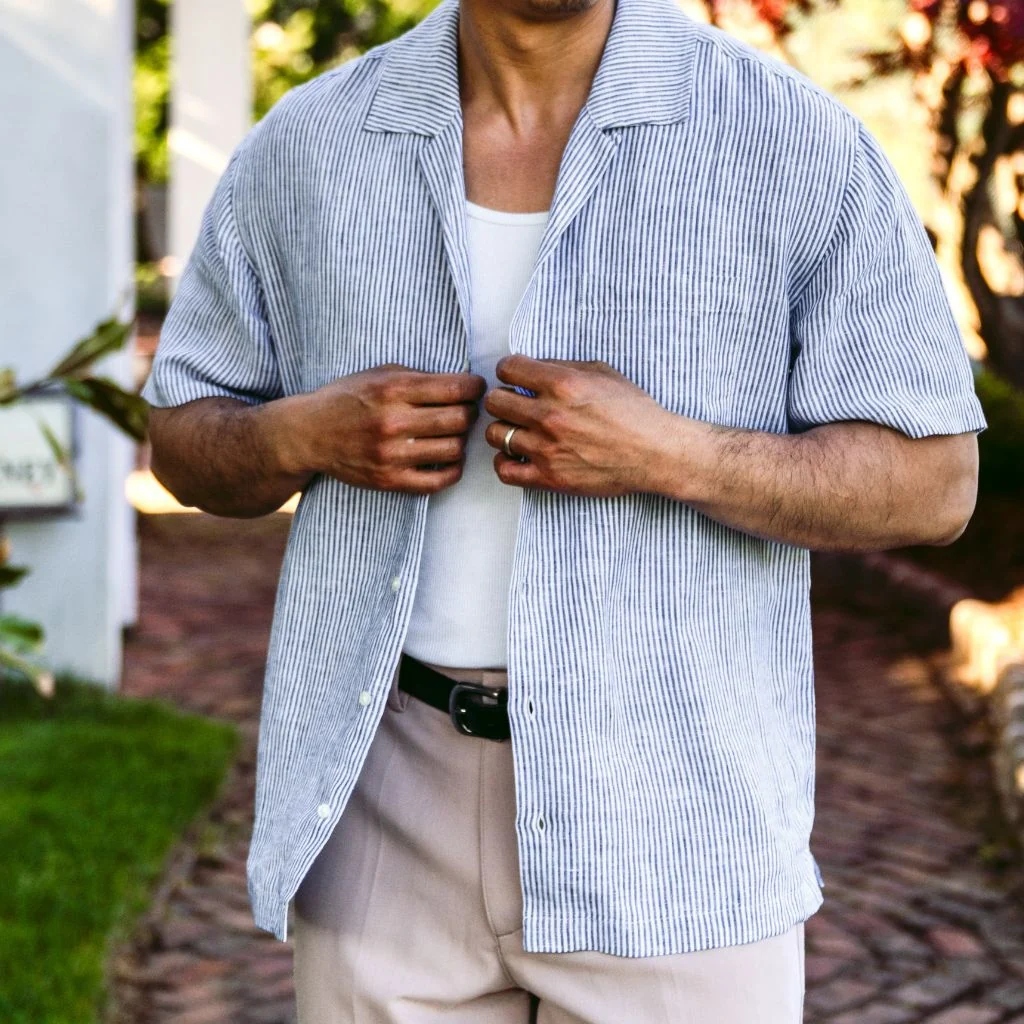 Linen Camp Shirt | White & Indigo 6 Linen Camp Shirt | White & Indigo