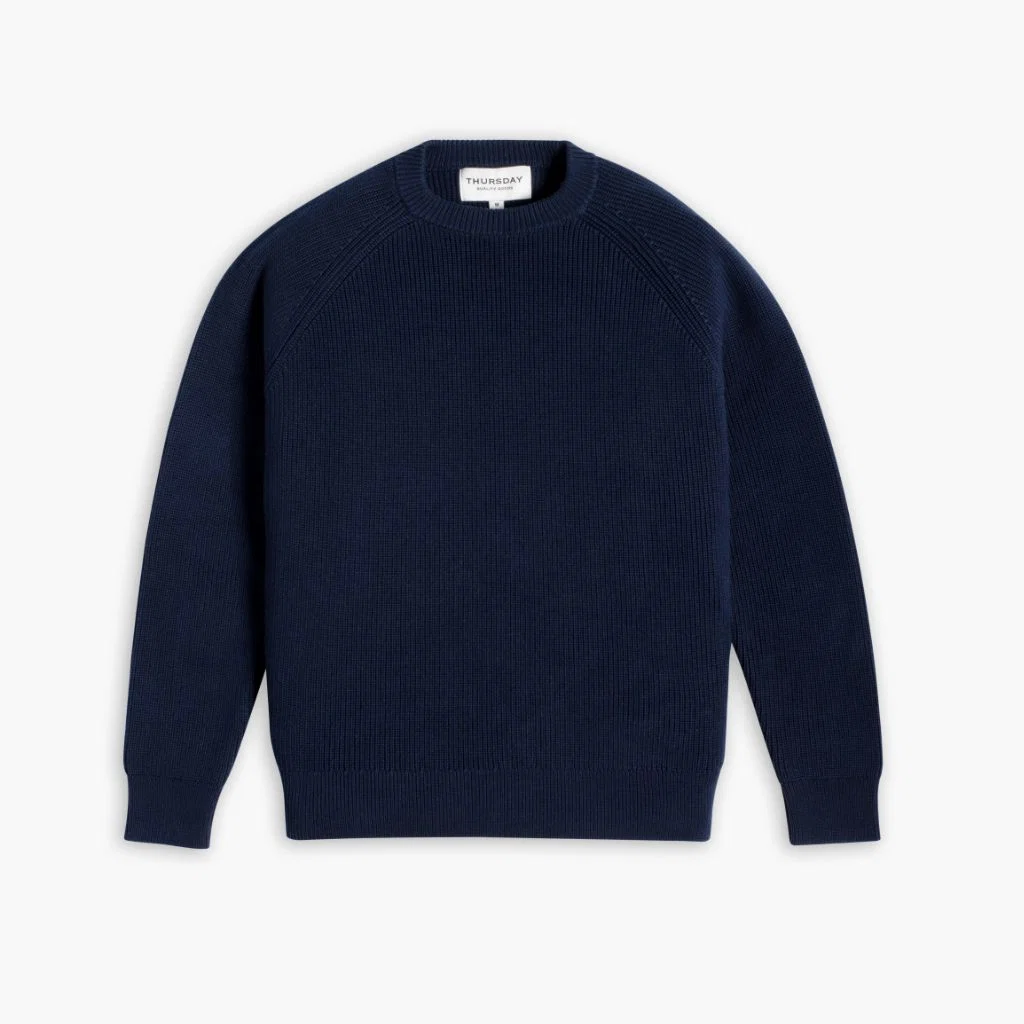 Ribbed Crewneck Sweater | Navy 1 Ribbed Crewneck Sweater | Navy