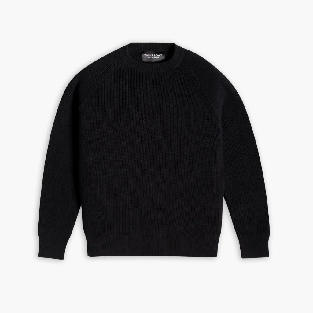 Ribbed Crewneck Sweater | Black 1 Ribbed Crewneck Sweater | Black