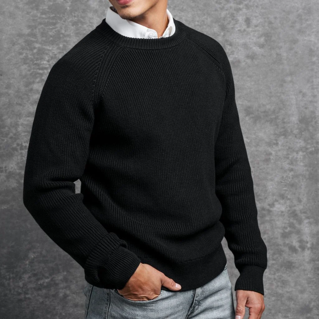 Ribbed Crewneck Sweater | Black 6 Ribbed Crewneck Sweater | Black