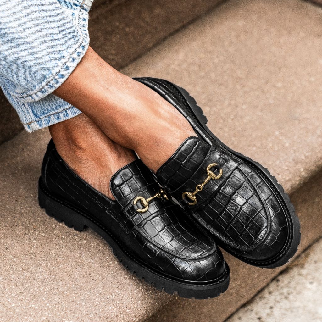 Penny | Black & Gold Croco 7 Penny | Black & Gold Croco