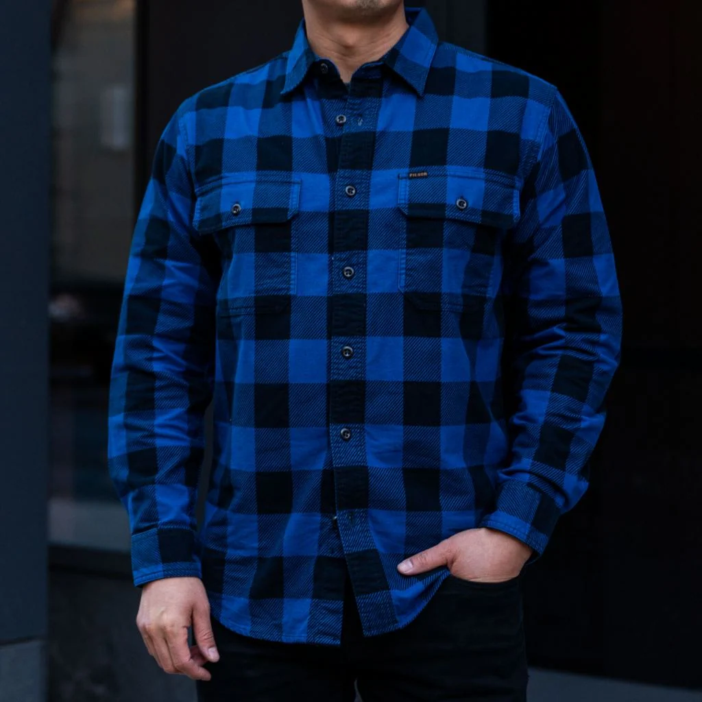 Filson Field Flannel Shirt | Cobalt Blue Black 4 Filson Field Flannel Shirt | Cobalt Blue Black