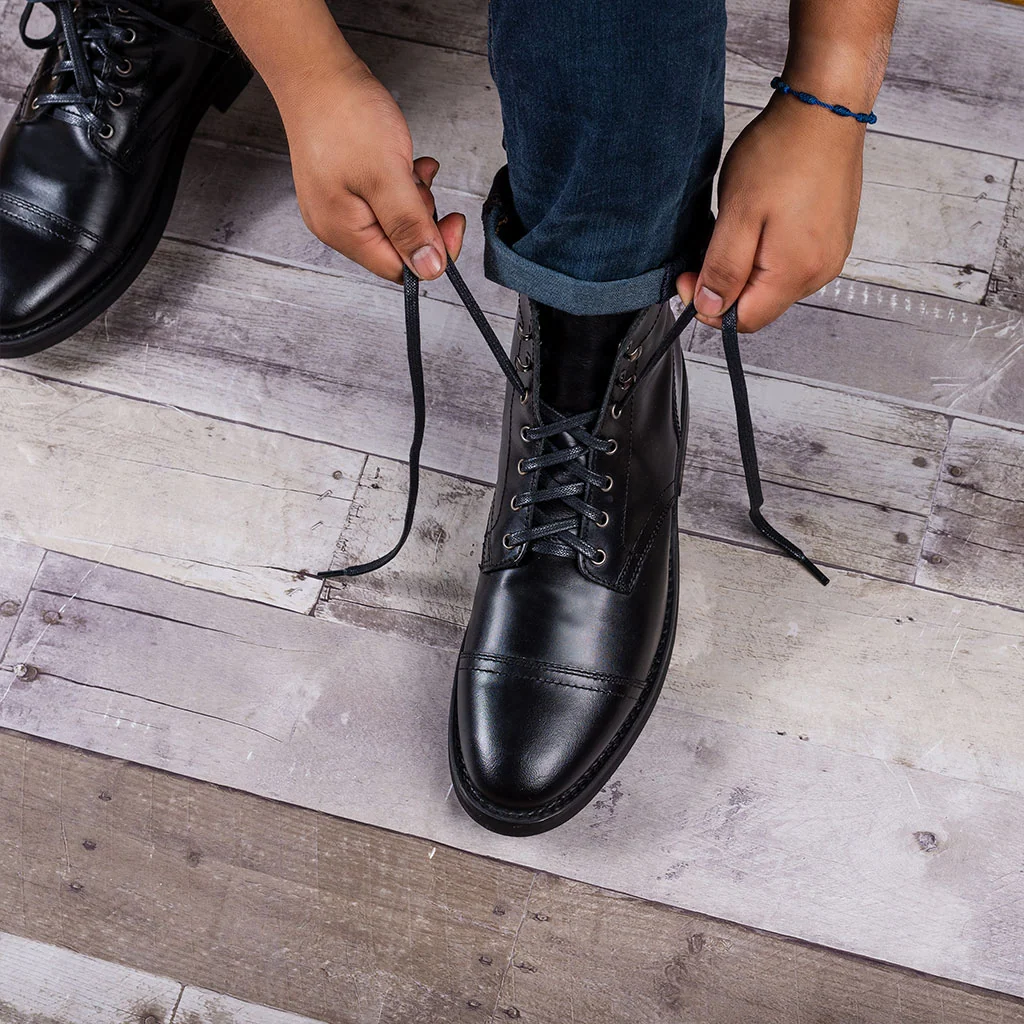 Flat Waxed Cotton Laces | Black 4 Flat Waxed Cotton Laces | Black