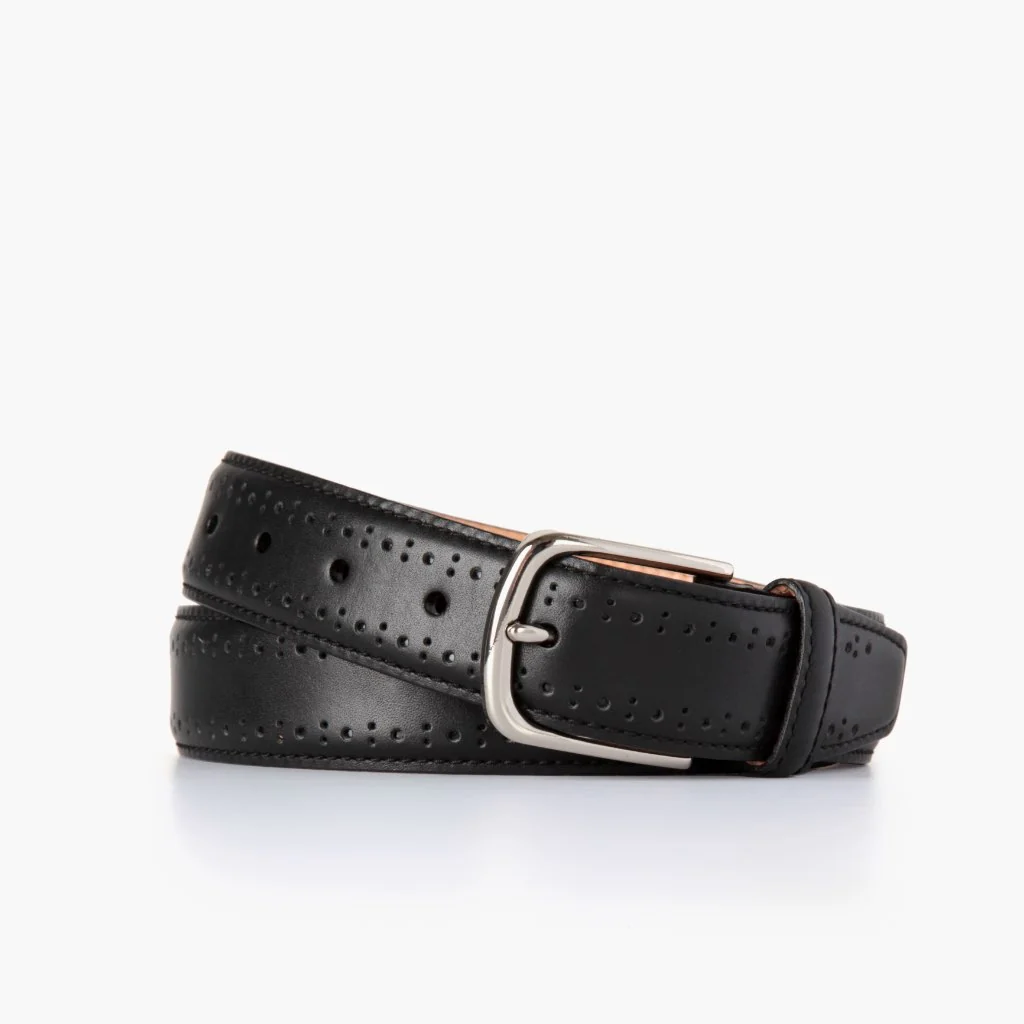 Men's Brogue Leather Belt | Black 1 Men's Brogue Leather Belt | Black
