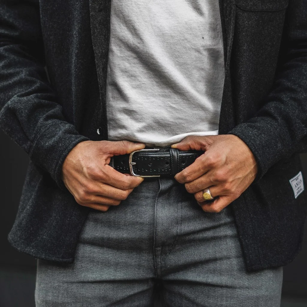 Men's Brogue Leather Belt | Black 4 Men's Brogue Leather Belt | Black
