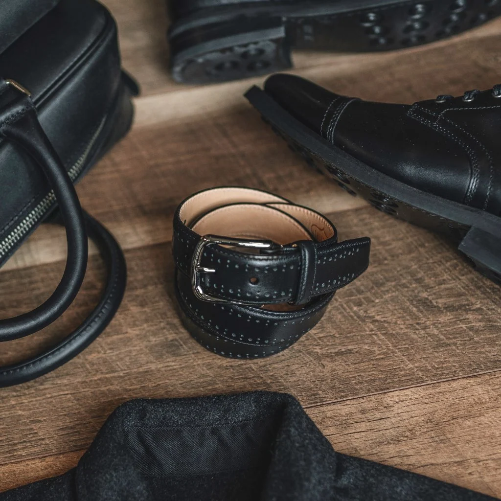 Men's Brogue Leather Belt | Black 6 Men's Brogue Leather Belt | Black