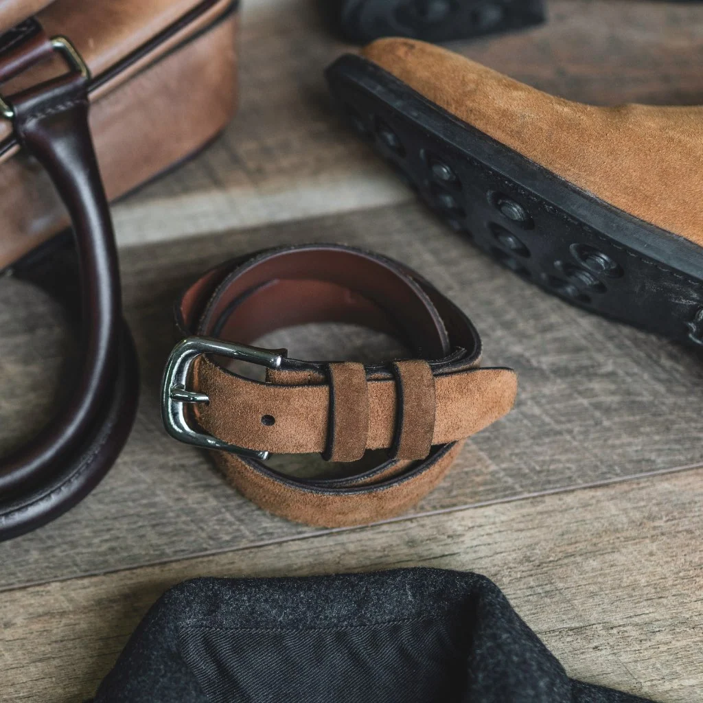 Men's Refined Leather Belt | Cognac Suede 7 Men's Refined Leather Belt | Cognac Suede